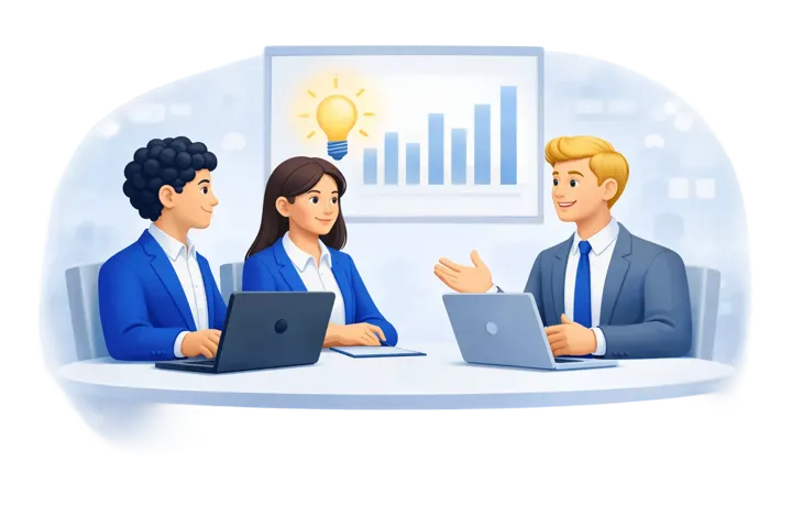 Corporate meeting with live multilingual translation